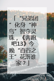 “兄弟团”化身“神鸟”智夺灵珠，《奔跑吧13》今晚“百谷之王”花落谁家？