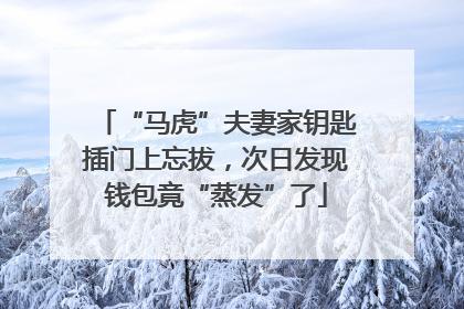 “马虎”夫妻家钥匙插门上忘拔，次日发现钱包竟“蒸发”了