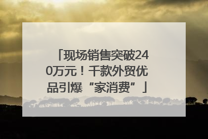 现场销售突破240万元！千款外贸优品引爆“家消费”