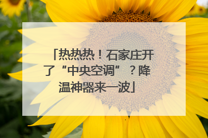 热热热！石家庄开了“中央空调”？降温神器来一波