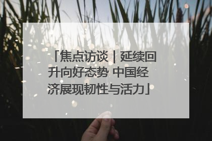 焦点访谈｜延续回升向好态势 中国经济展现韧性与活力