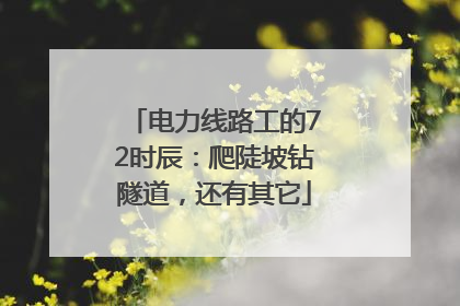 电力线路工的72时辰：爬陡坡钻隧道，还有其它