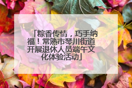 粽香传情，巧手纳福！常熟市琴川街道开展退休人员端午文化体验活动