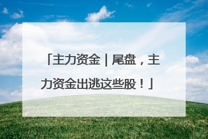 主力资金｜尾盘，主力资金出逃这些股！