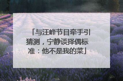 与汪峰节目牵手引猜测，宁静谈择偶标准：他不是我的菜