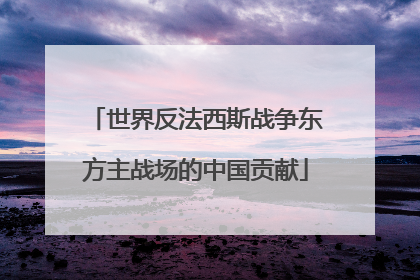 世界反法西斯战争东方主战场的中国贡献