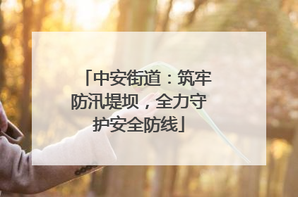 中安街道：筑牢防汛堤坝，全力守护安全防线