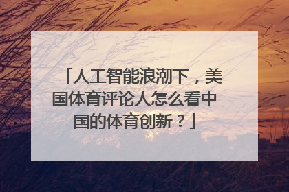 人工智能浪潮下，美国体育评论人怎么看中国的体育创新？