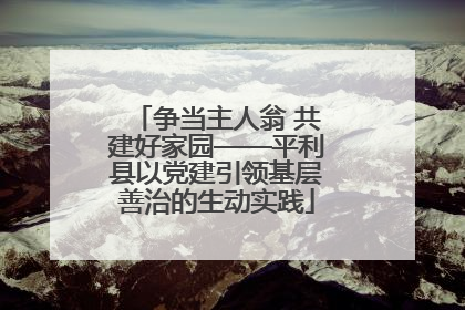 争当主人翁 共建好家园——平利县以党建引领基层善治的生动实践