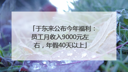 于东来公布今年福利：员工月收入9000元左右，年假40天以上