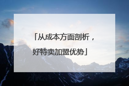 从成本方面剖析，好特卖加盟优势