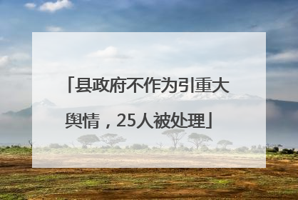 县政府不作为引重大舆情，25人被处理