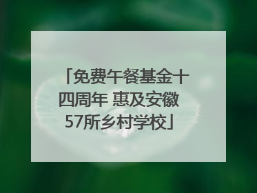 免费午餐基金十四周年 惠及安徽57所乡村学校