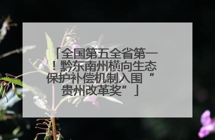 全国第五全省第一！黔东南州横向生态保护补偿机制入围“贵州改革奖”