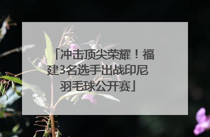 冲击顶尖荣耀！福建3名选手出战印尼羽毛球公开赛
