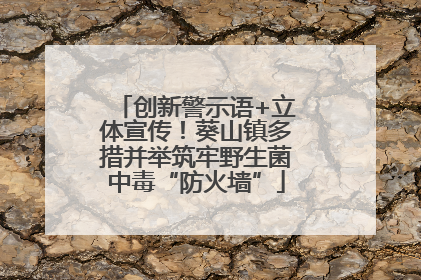创新警示语+立体宣传！葵山镇多措并举筑牢野生菌中毒“防火墙”