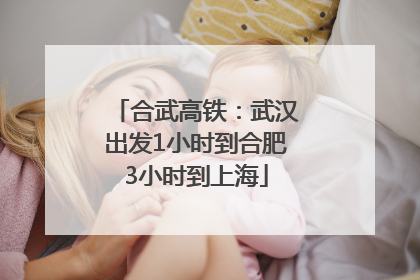 合武高铁：武汉出发1小时到合肥3小时到上海