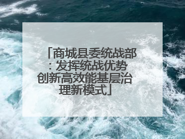 商城县委统战部：发挥统战优势 创新高效能基层治理新模式