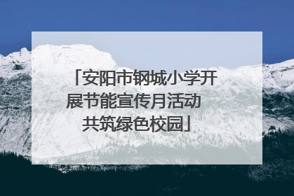 安阳市钢城小学开展节能宣传月活动 共筑绿色校园