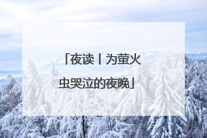 夜读丨为萤火虫哭泣的夜晚