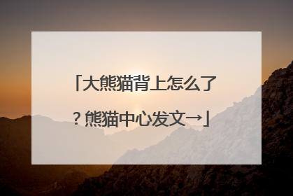 大熊猫背上怎么了？熊猫中心发文→