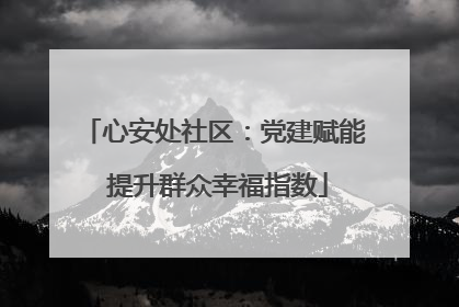 心安处社区：党建赋能 提升群众幸福指数