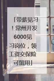 带薪见习！常州开发6000见习岗位，领工资交保险可留用