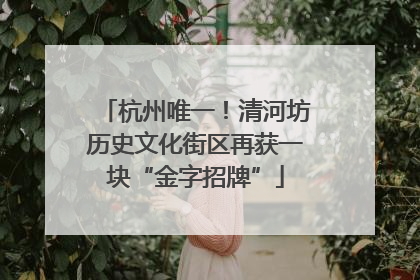杭州唯一！清河坊历史文化街区再获一块“金字招牌”