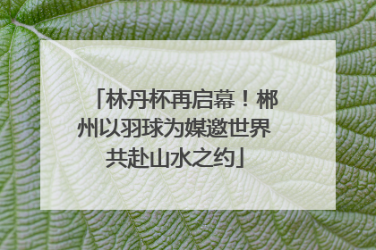林丹杯再启幕！郴州以羽球为媒邀世界共赴山水之约