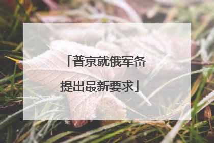 普京就俄军备提出最新要求