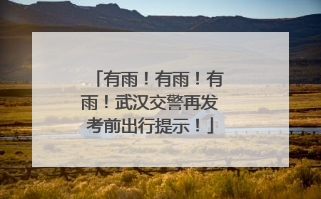 有雨！有雨！有雨！武汉交警再发考前出行提示！