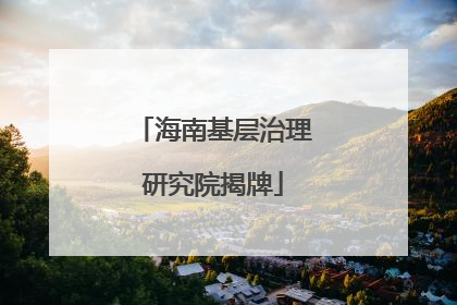 海南基层治理研究院揭牌