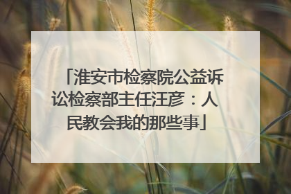 淮安市检察院公益诉讼检察部主任汪彦：人民教会我的那些事