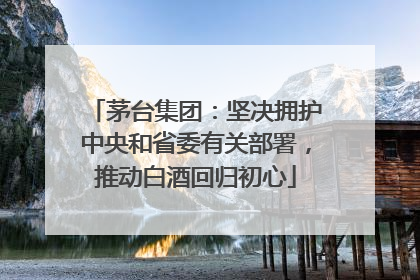 茅台集团：坚决拥护中央和省委有关部署，推动白酒回归初心