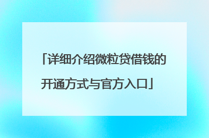 详细介绍微粒贷借钱的开通方式与官方入口