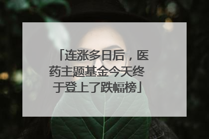 连涨多日后，医药主题基金今天终于登上了跌幅榜