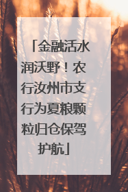金融活水润沃野！农行汝州市支行为夏粮颗粒归仓保驾护航