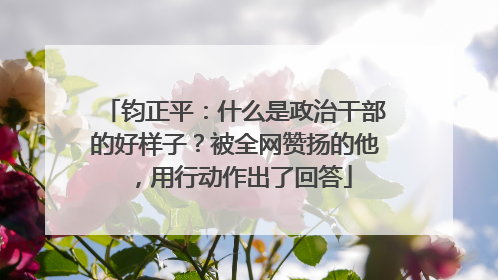 钧正平：什么是政治干部的好样子？被全网赞扬的他，用行动作出了回答
