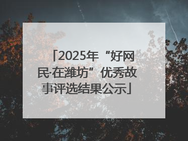 2025年“好网民·在潍坊”优秀故事评选结果公示