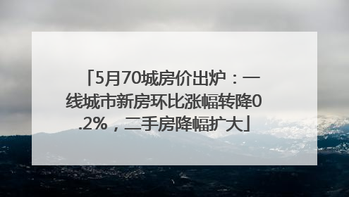 5月70城房价出炉：一线城市新房环比涨幅转降0.2%，二手房降幅扩大